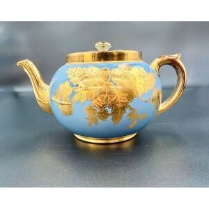 Vintage Gibson & Sons "Eden" Ceramic Teapot – Blue & Gold – Made in England